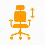 Ikona pisarniškega stola z nastavljivimi elementi za ergonomsko sedenje