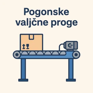Pogonske valjčne proge z električnim motorjem za konstanten pretok tovora