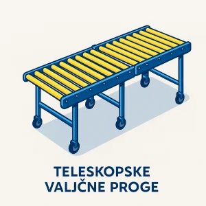 Teleskopske valjčne proge z nastavljivo dolžino za prilagodljiv transport