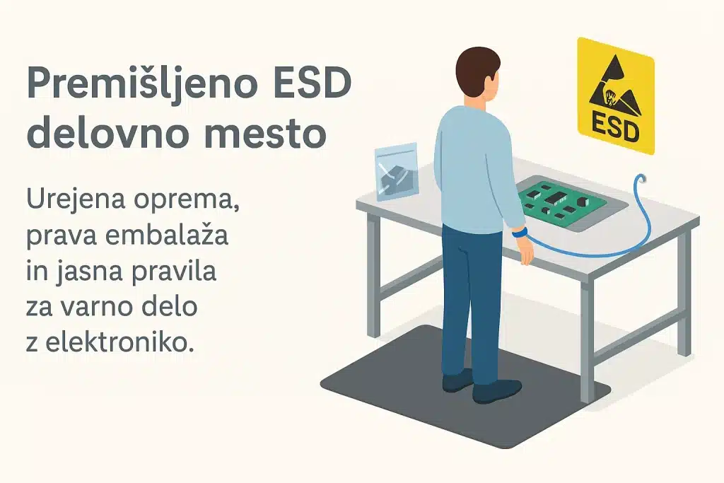 premisljeno-esd-delovno-mesto-illustracija-1200x628 Premišljeno ESD delovno mesto z delavcem, antistatično podlogo in ESD embalažo