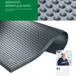 Protiutrudnostna podloga Werkstep z izbočenim vzorcem za varno in udobno stoječe delo v industriji